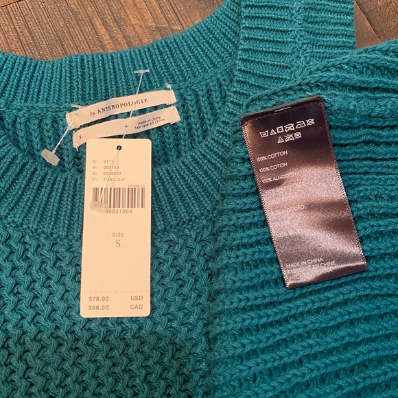 🆕Anthropologie 100% Cotton Turquoise Knit Sweater Vest, Size XS,S - Picture 9 of 10